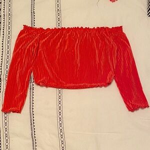 Leith Vibrant Red Ruffled Top